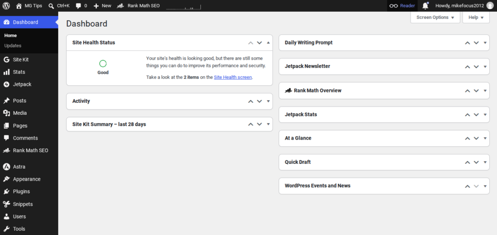 WordPress Dashboard